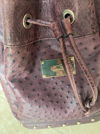 Bolso bombonera Morado Piel auténtica vacuno.