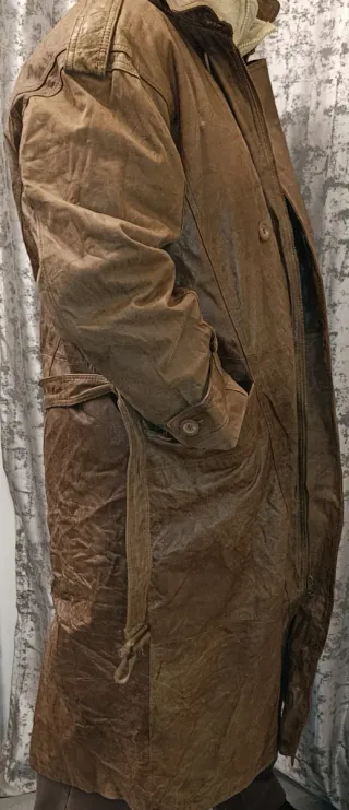 Trench vintage pelle marrone uomo XL