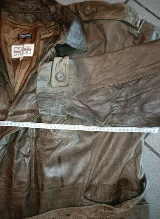 Trench vintage pelle marrone uomo XL