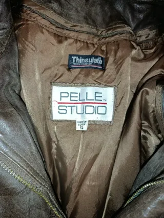 Trench vintage pelle marrone uomo XL