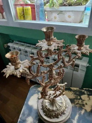 Candelabro in bronzo e alabastro
