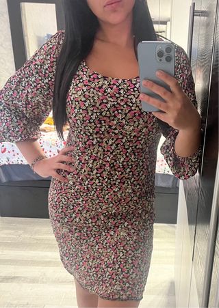 Vestido floral manga abullonada