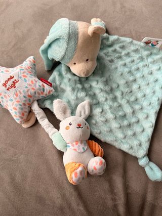 Peluches Bebe: Conejo y Oso con Manta