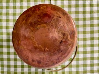 Antico paiolo in rame con manico ottone