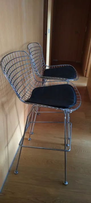 Pareja Taburetes Acero Inoxidable Negro