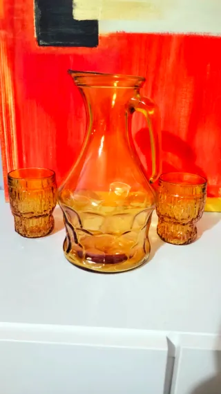 Caraffa Nido d'Ape vetro ambra anni 70 vintage