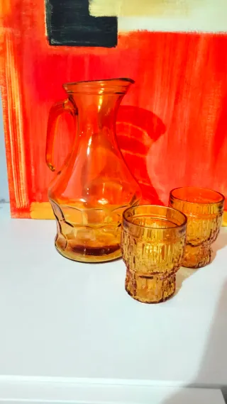 Caraffa Nido d'Ape vetro ambra anni 70 vintage