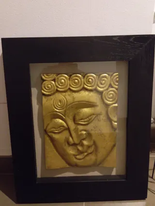 Quadro Dorato di Buddha in Metallo