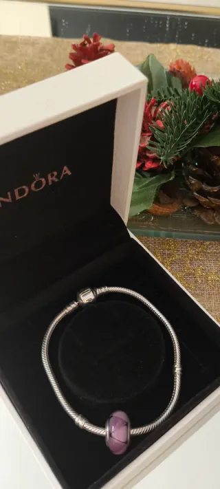 Pulsera Pandora Plata y Lila