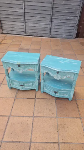 2 Comodini Vintage Turchese