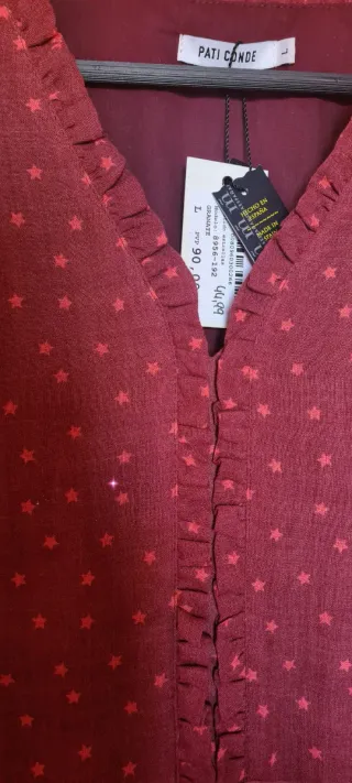 Vestido burdeos estrellas Pati Conde Talla L