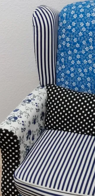 SILLÓN OREJERO PATCHWORK. Nuevo SIN ESTRENAR