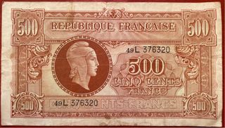 Francia 500 Franchi 1945 Marianne banconota