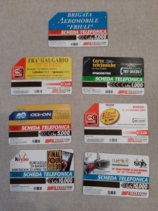 Lotto 7 schede telefoniche Telecom 1998-2004