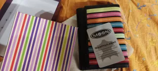 Portafoglio in pelle nero/multicolore