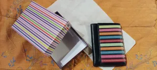 Portafoglio in pelle nero/multicolore