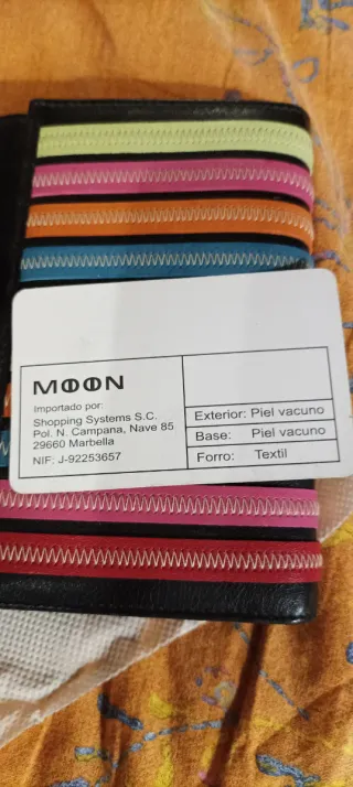 Portafoglio in pelle nero/multicolore