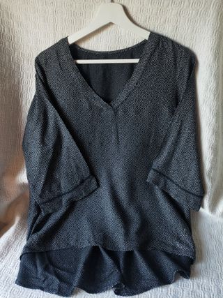 Camisa negra blanca talla m media manga nueva