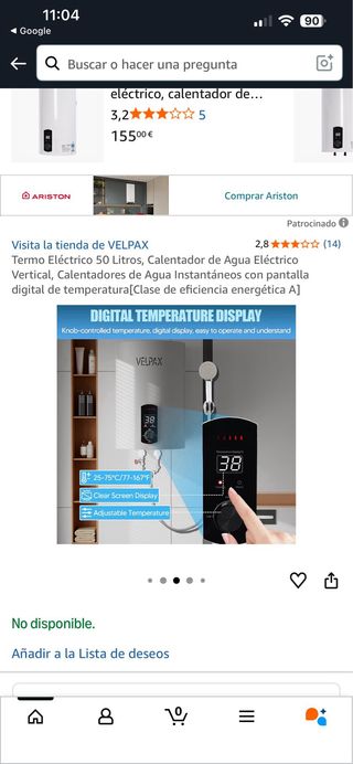 Termo Eléctrico VELPAX 50L