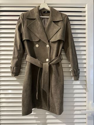 Abrigo efecto ante gris con bolsillos Talla 40