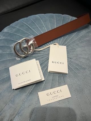 Cintura Gucci Marrone e Argento GG