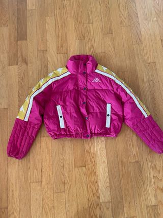 Piumino Kappa donna rosa e giallo