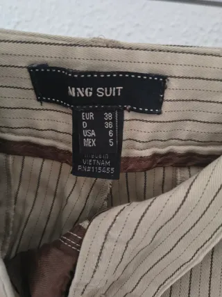 Pantalón gabardina rayas beige