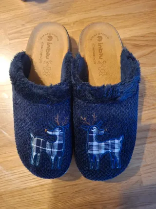 Ciabatte donna blu con cervo