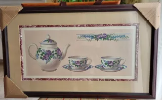 Foglio incorniciato di tè e rose