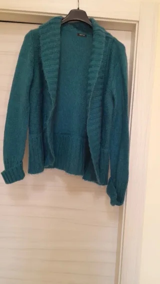 Cardigan in mohair teal taglia unica