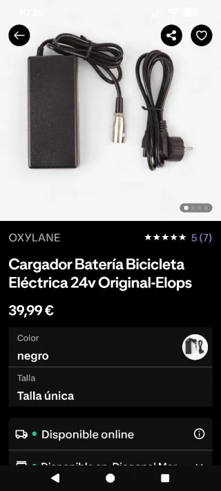 Cargador Batería Ebike Btwin Elops 24V