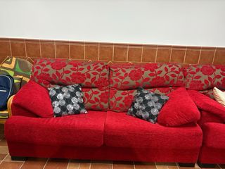 Sofá 3+2 plazas rojo floral