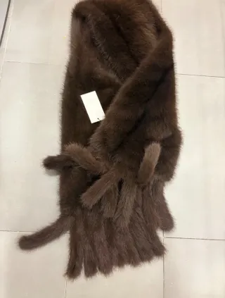 Bufanda Zara lisa efecto pelo marrón