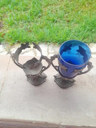 Pareja copas plata antiguas