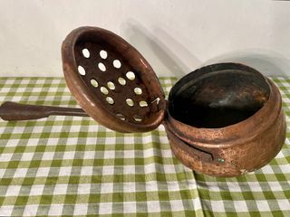 Antico scaldaletto scaldino in rame