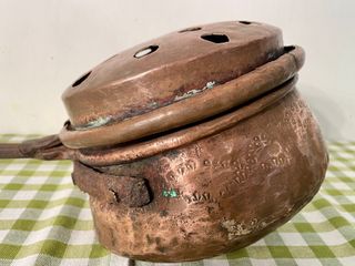 Antico scaldaletto scaldino in rame