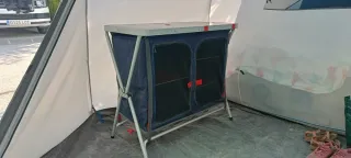 Mueble Camping Plegable Azul/Plata