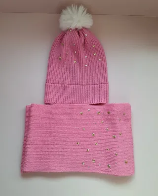 Lote gorro y bufanda niña estrellas y perlas
