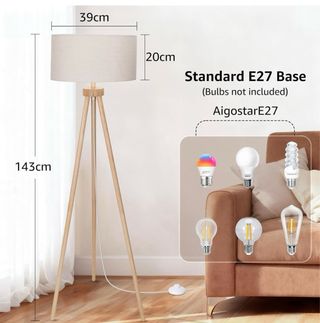 Lámpara de pie Aigostar Vintage Madera