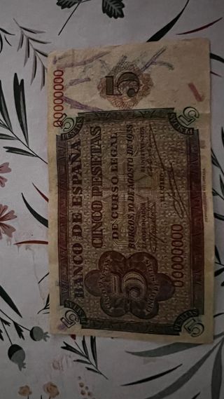 Billete 5 Pesetas Banco de España