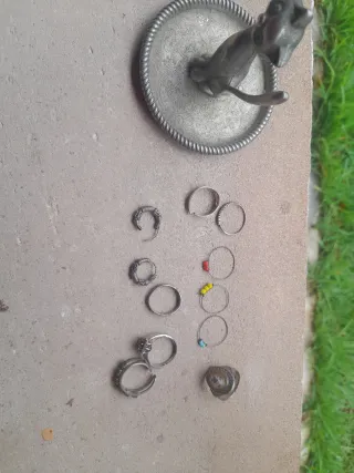 Lote Anillos y Figurita Plata