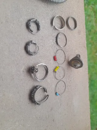 Lote Anillos y Figurita Plata