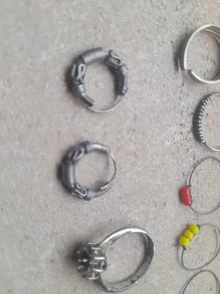 Lote Anillos y Figurita Plata