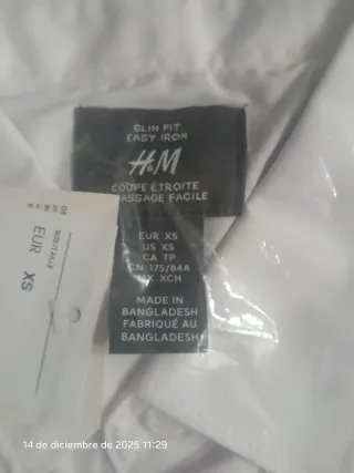 Camisa H&M Blanca Plancha Fácil XS