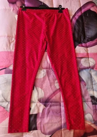 Leggings donna Elly rossi con strass