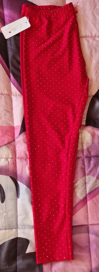 Leggings donna Elly rossi con strass