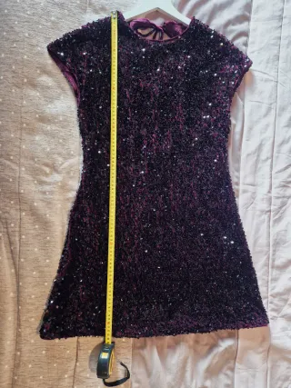 Vestido Mango lentejuelas morado/plata
