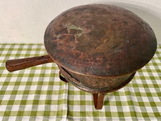 Antico scaldaletto scaldino in rame