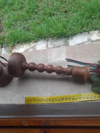 Pareja Candelabros Madera Antiguos