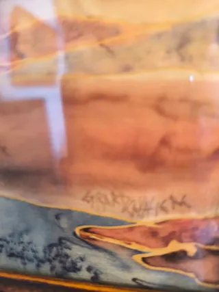 Antigua acuarela sobre tabla